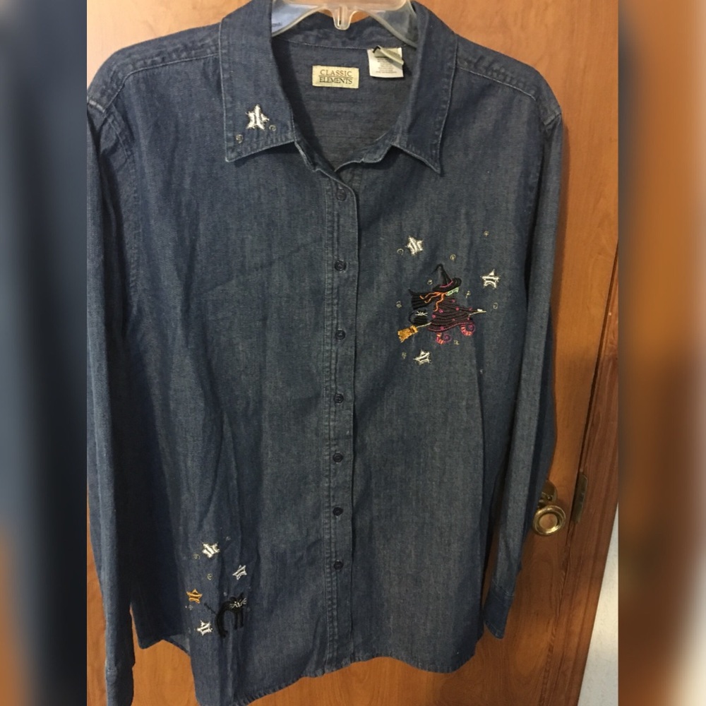 EUC Classic Elements Halloween Denim Shirt